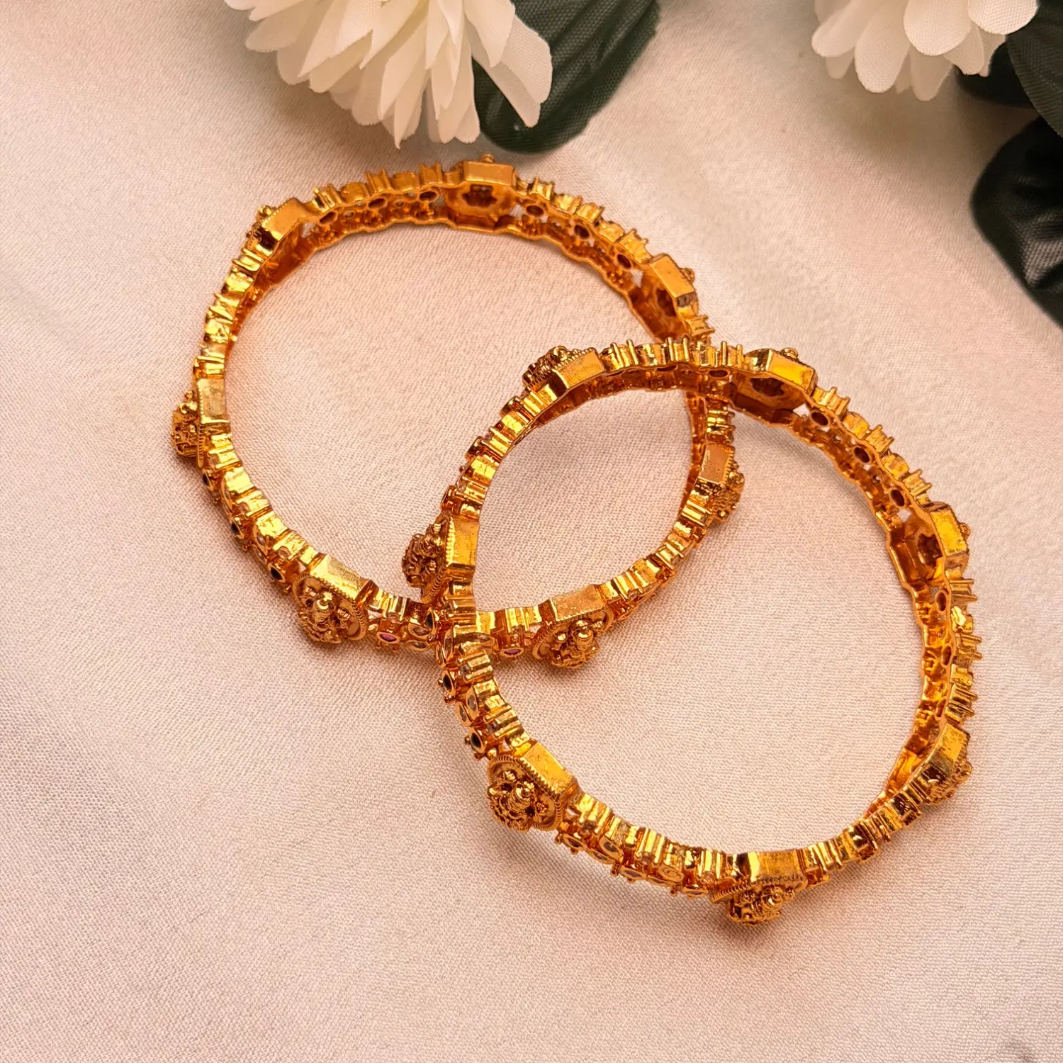 Divine Goddess Lakshmi CZ Temple Bangles