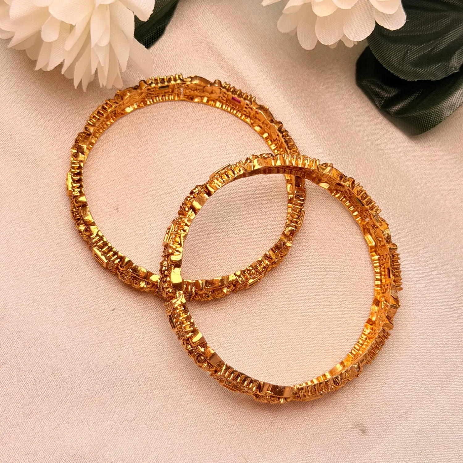 Royal Ruby & Emerald Deity Temple Bangles