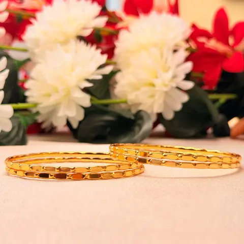 Classic Faceted Segment Gold-Plated Bangles