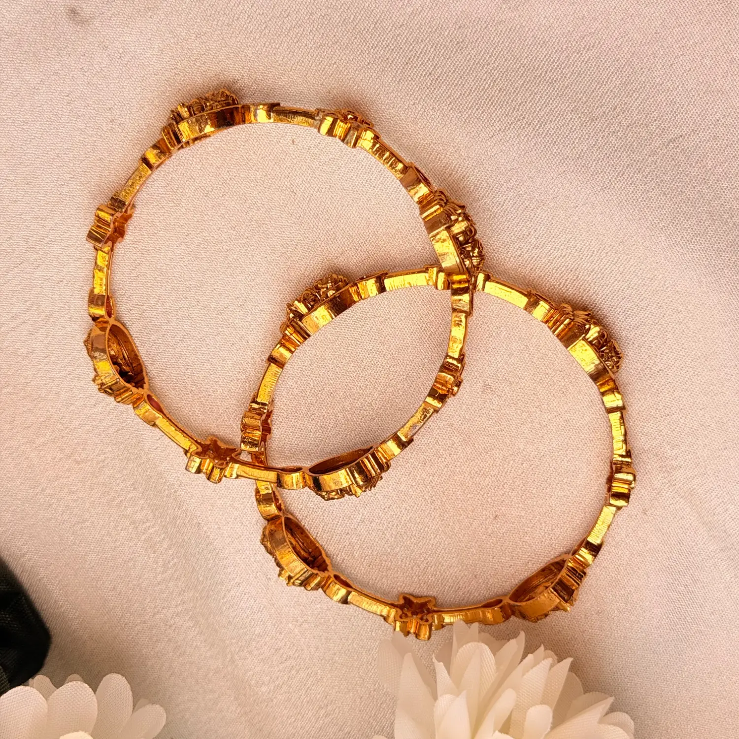 Divine Deity & Floral Kemp Temple Bangles