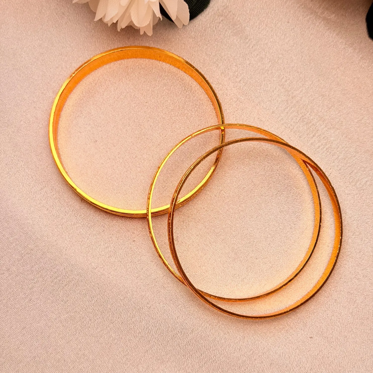 Line-Etched Minimalist Gold-Plated Bangles